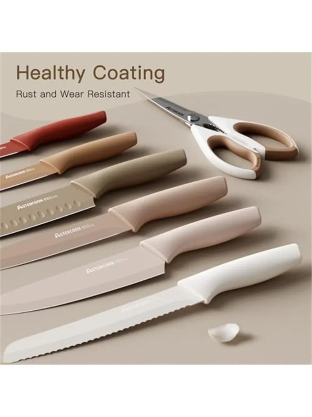 Astercook Knife Set, 13 Pieces Kitchen Knives Set with Healthy Anti-Rust